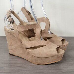 bp. Sunny Wedge Platform Sandal, Blush Faux Suede, Womens Size 8 M